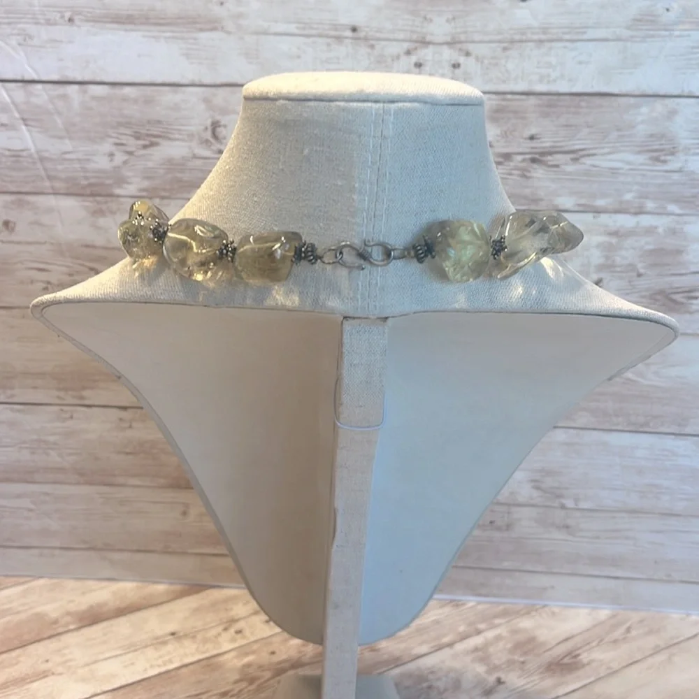 Vintage Glass Bead Necklace with Silver Bead Dividers & Clasp